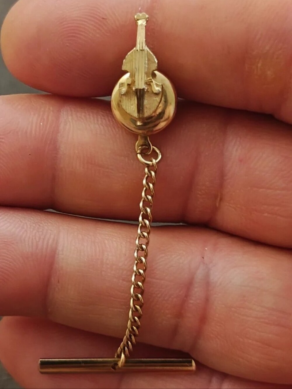 1950s/60s Swank Gold Tone Cello/Violin Tie Tac/Lapel Pin